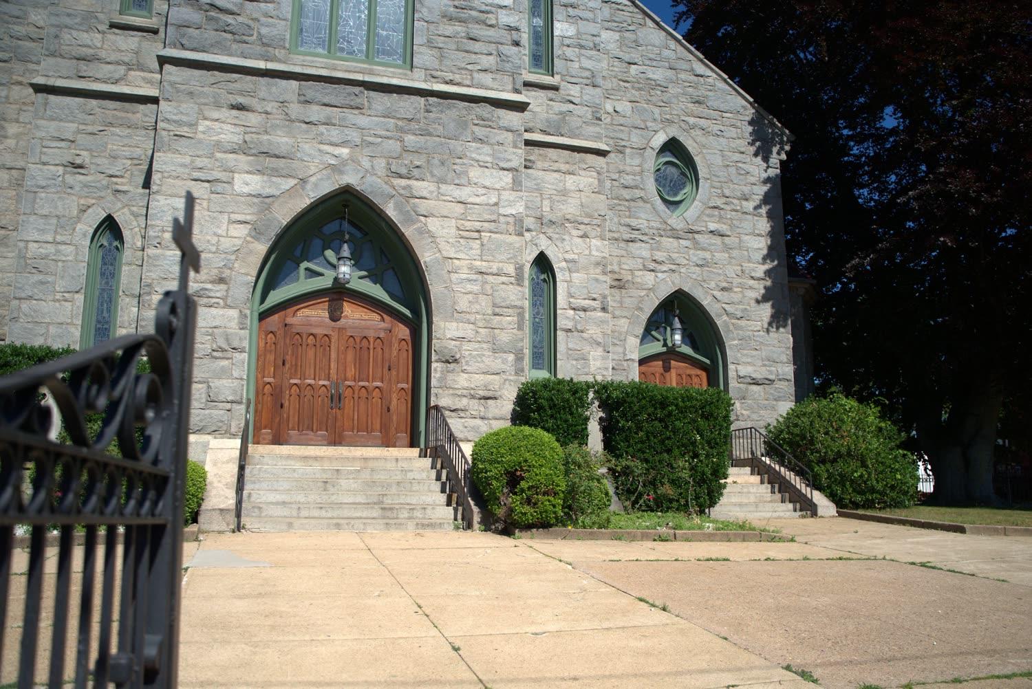 The gothic stone facade of the cathedral